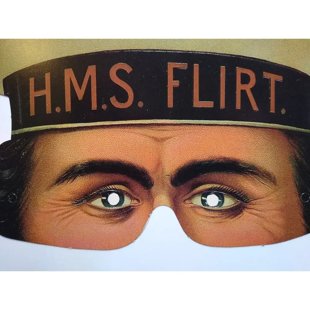 Vintage HMS FLIRT Sailor Paper Mask Eye Mask Costume Reenactment Theater Prop